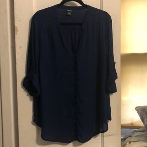 Torrid Navy Blue V Neck button up blouse size 2